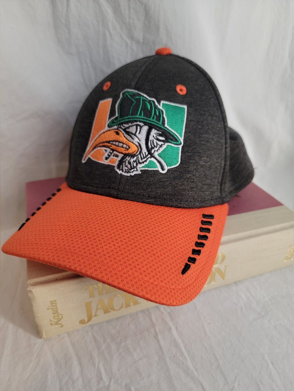 NWOT Miami Hurricanes Baseball Cap, Heather Gray & Orange- -Sebastian Fireman